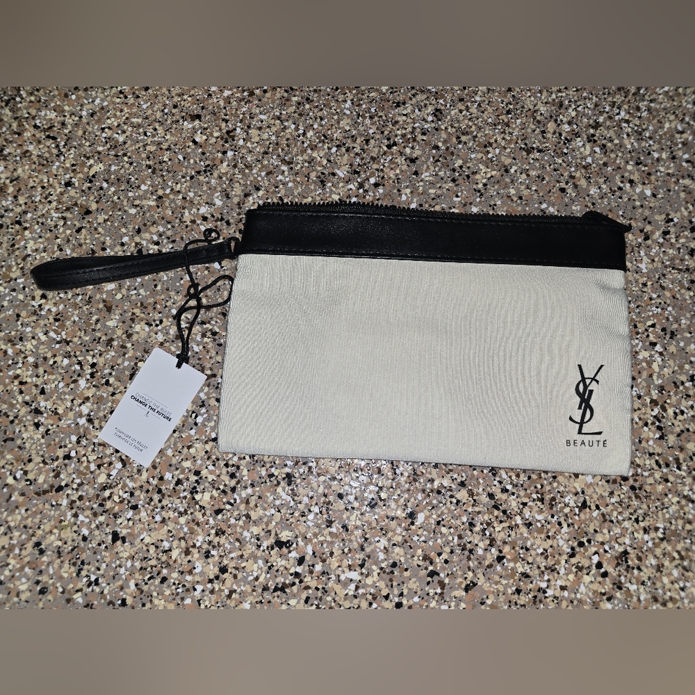 YSL Beaute Black and Cream Wristlet
